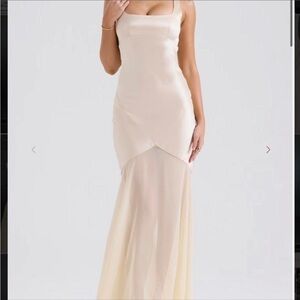 House of CB Vittoria champagne chiffon maxi dress NWT